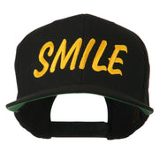 Wording of Smile Embroidered Flat Bill Cap