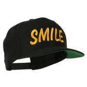 Wording of Smile Embroidered Flat Bill Cap