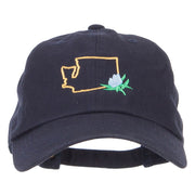 Washington Coast Rhododendron with Map Embroidered Unstructured Washed Cap