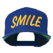 Wording of Smile Embroidered Flat Bill Cap