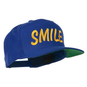 Wording of Smile Embroidered Flat Bill Cap