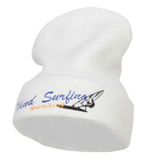 Wind Surfing Embroidered Long Beanie