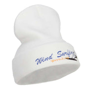 Wind Surfing Embroidered Long Beanie