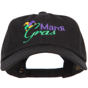 Mardi Gras with Jester Hat Embroidered Washed Cap