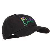 Mardi Gras with Jester Hat Embroidered Washed Cap