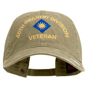 U.S. Army 40th Infantry Division Embroidered Washed Solid Pigment Dyed Cotton Twill Brass Buckle Cap - Khaki OSFM