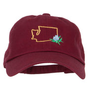 Washington Coast Rhododendron with Map Embroidered Unstructured Washed Cap