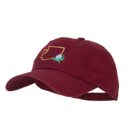 Washington Coast Rhododendron with Map Embroidered Unstructured Washed Cap