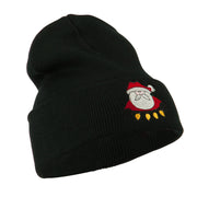 Santa with Christmas Lights Embroidered Beanie