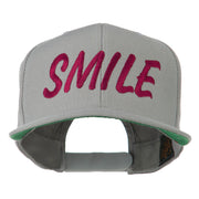 Wording of Smile Embroidered Flat Bill Cap