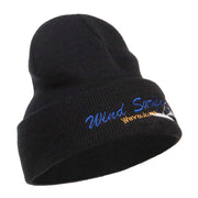 Wind Surfing Embroidered Long Beanie