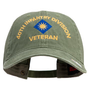 U.S. Army 40th Infantry Division Embroidered Washed Solid Pigment Dyed Cotton Twill Brass Buckle Cap - Olive OSFM