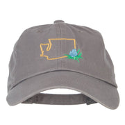 Washington Coast Rhododendron with Map Embroidered Unstructured Washed Cap