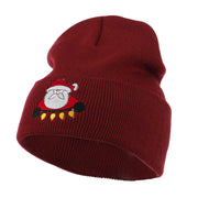 Santa with Christmas Lights Embroidered Beanie