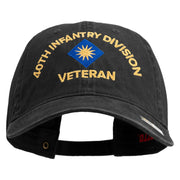 U.S. Army 40th Infantry Division Embroidered Washed Solid Pigment Dyed Cotton Twill Brass Buckle Cap - Black OSFM