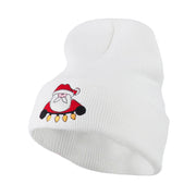 Santa with Christmas Lights Embroidered Beanie