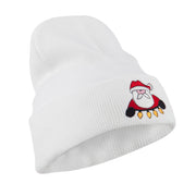 Santa with Christmas Lights Embroidered Beanie