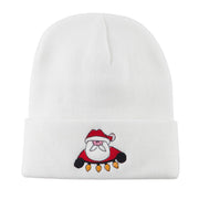 Santa with Christmas Lights Embroidered Beanie