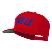 Wording of Smile Embroidered Flat Bill Cap