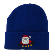 Santa with Christmas Lights Embroidered Beanie