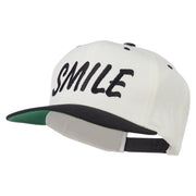 Wording of Smile Embroidered Flat Bill Cap