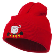 Santa with Christmas Lights Embroidered Beanie