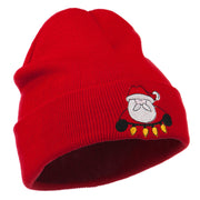 Santa with Christmas Lights Embroidered Beanie