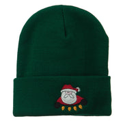 Santa with Christmas Lights Embroidered Beanie