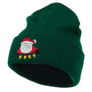 Santa with Christmas Lights Embroidered Beanie