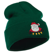 Santa with Christmas Lights Embroidered Beanie