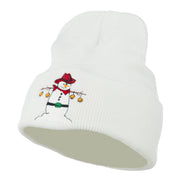 Western Snowman Christmas Embroidered Beanie