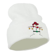 Western Snowman Christmas Embroidered Beanie