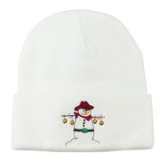 Western Snowman Christmas Embroidered Beanie