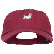 White Terrier Dog Embroidered Low Cap