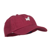 White Terrier Dog Embroidered Low Cap