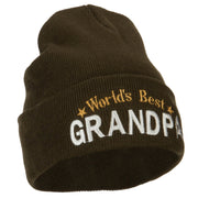 World's Best Grandpa Embroidered Long Beanie