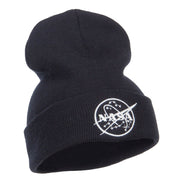 White NASA Logo Embroidered Long Beanie