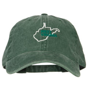 West Virginia with Map Outline Embroidered Washed Cotton Twill Cap