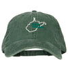 West Virginia with Map Outline Embroidered Washed Cotton Twill Cap