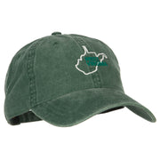 West Virginia with Map Outline Embroidered Washed Cotton Twill Cap