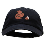 The Squirrel and the Acorn Embroidered Low Profile Dyed Cotton Twill Cap - Black OSFM