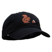 The Squirrel and the Acorn Embroidered Low Profile Dyed Cotton Twill Cap - Black OSFM