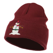 Western Snowman Christmas Embroidered Beanie