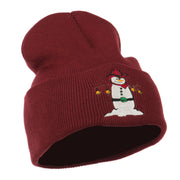 Western Snowman Christmas Embroidered Beanie