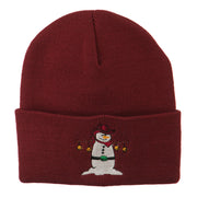 Western Snowman Christmas Embroidered Beanie