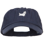 White Terrier Dog Embroidered Low Cap