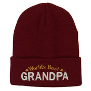 World's Best Grandpa Embroidered Long Beanie