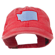 Washington State Map Embroidered Washed Cotton Cap