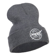 White NASA Logo Embroidered Long Beanie