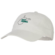 West Virginia with Map Outline Embroidered Washed Cotton Twill Cap